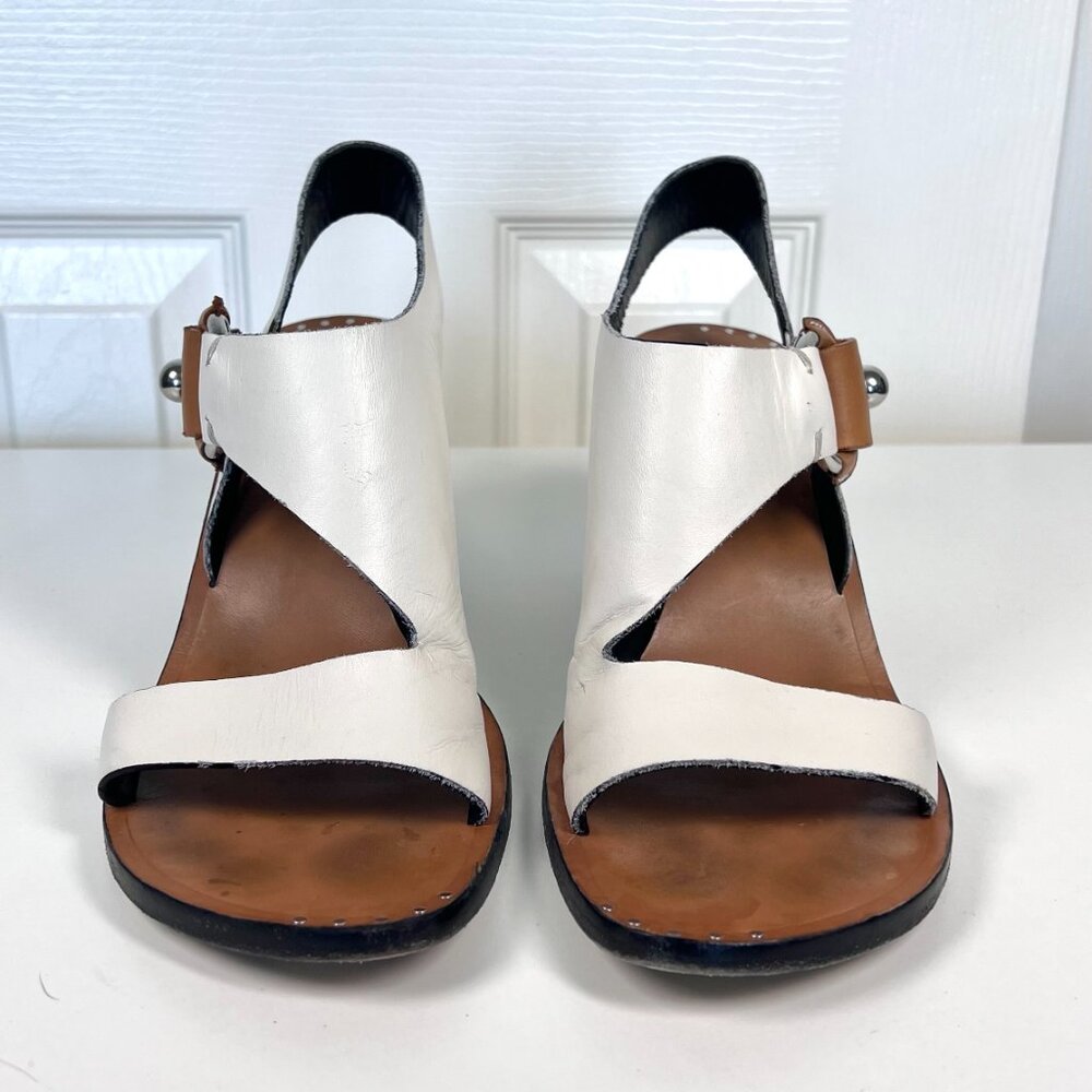Rag and Bone Leather Slingback Heeled Sandal White and Tan Size 8 - Picture 2 of 9